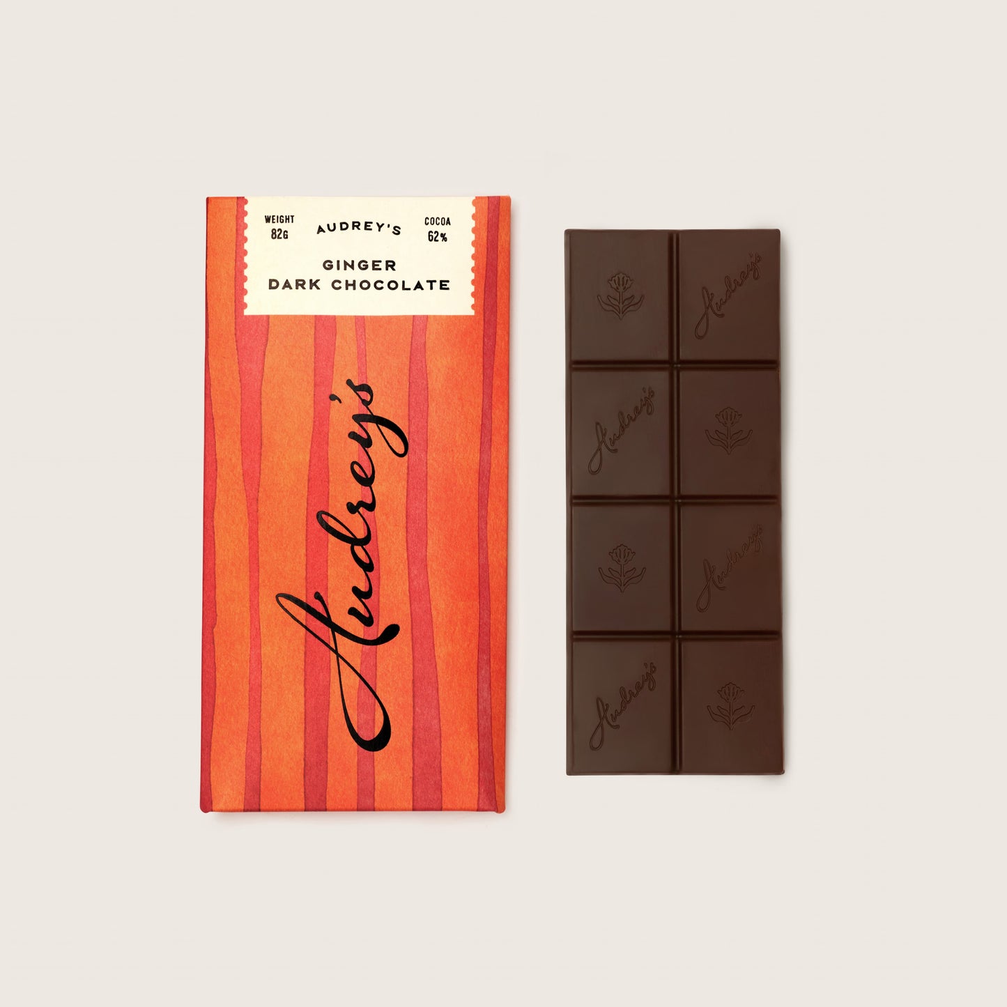 Chocolate bar with a colorful packaging on a light background