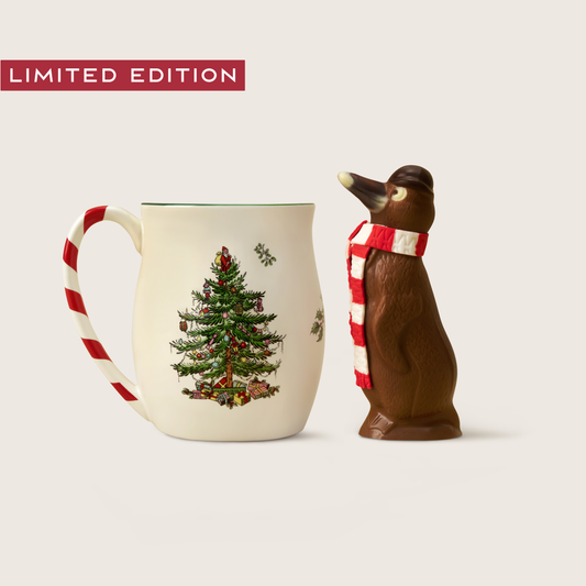 Audrey's x Spode: Penguin and Christmas Tree Candy Cane Mug