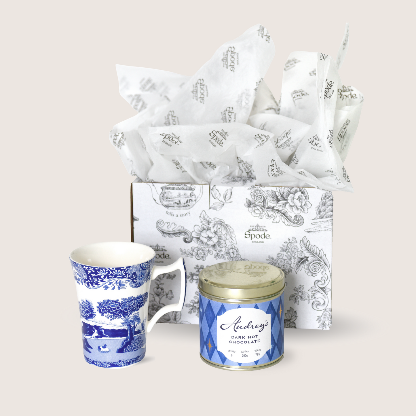Audrey's x Spode: Blue Italian Mug & Hot Chocolate Tin