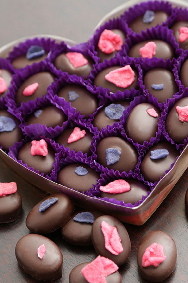 Rose and Violet Creams in Heart Box